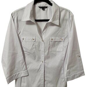 Zac & Rachel White Button-Down Blouse – XL – Pearl Button Detail